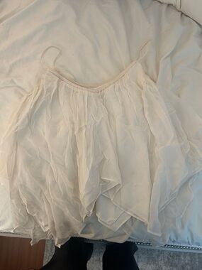 Elizabeth and James Cream Sheer Layered Silk Tank